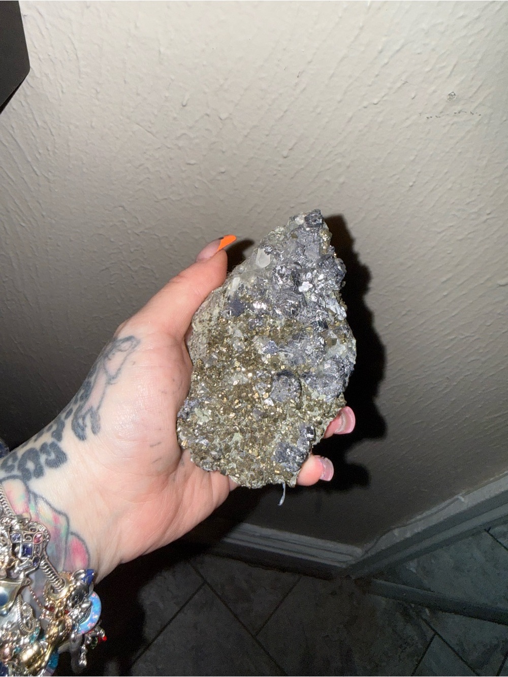 Natural Pyrite and Quartz Crystal Cluster – Gold & Gray Sparkle